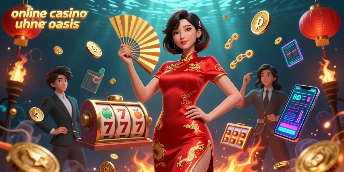 Experience the thrill of online casino ohne oasis with Bitcoin and Ethereum coins, floating elements, and vibrant slots.