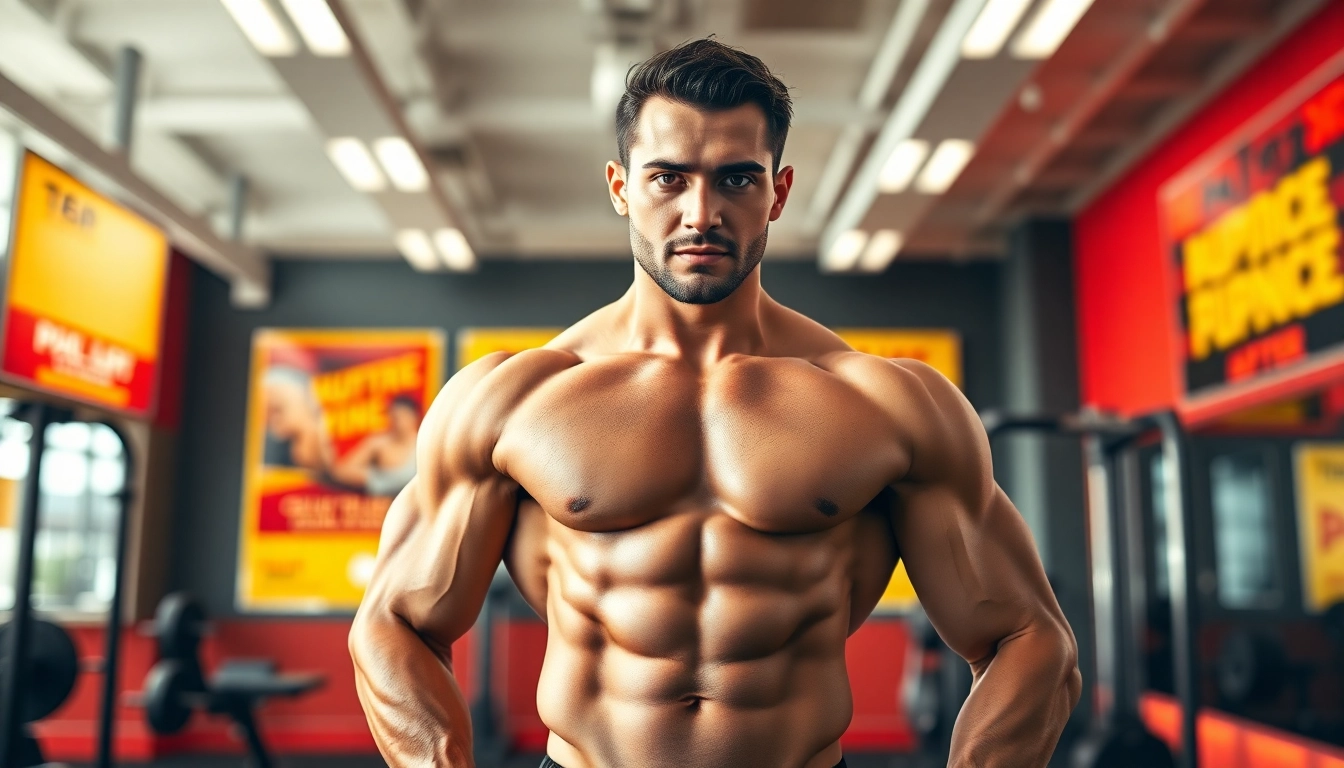 Vorher-nachher Effekt von testo vorher nachher bei einem muskulösen Mann im Fitnessstudio.