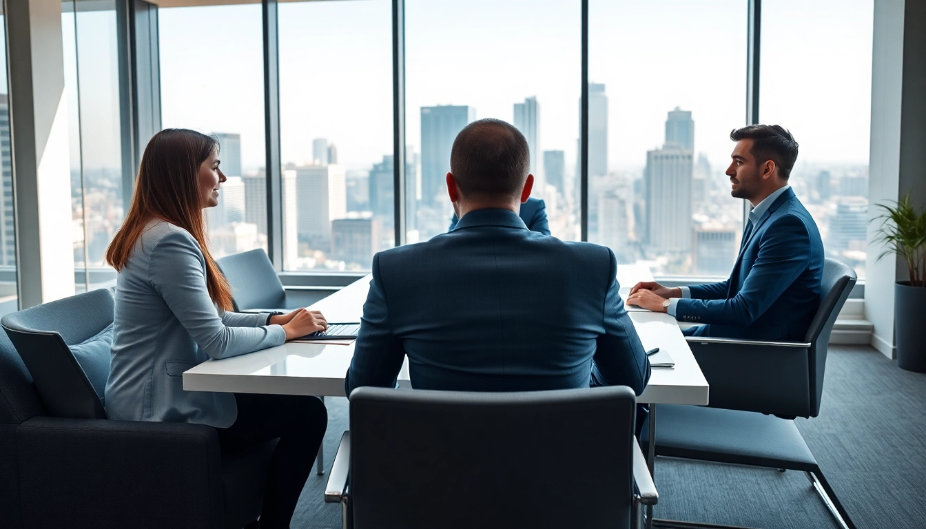 Headhunter Schweiz interview setting with professionals discussing career opportunities.