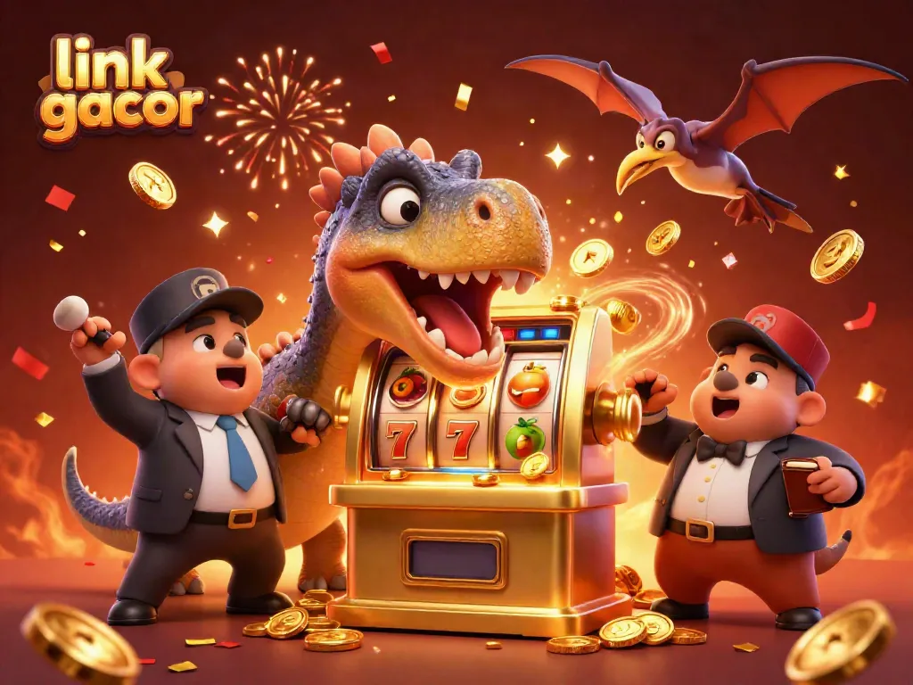 Experience thrilling jackpots at link gacor with a pachycephalosaurus and golden slot machine!