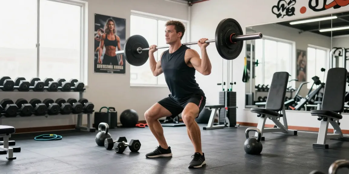 Aktiver Muskelaufbau im Astera Shop mit Fitnessgeräten und motivierenden Wandbildern.