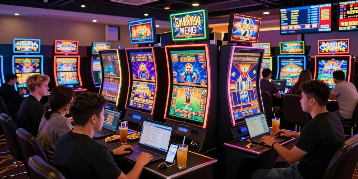 Exciting gaming environment featuring สล็อตเว็บตรง with players enjoying vibrant slot machines