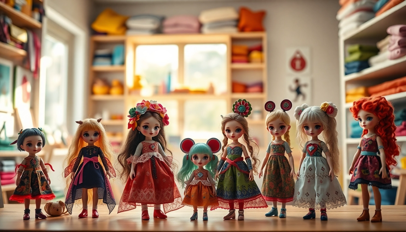 Gutdolls in an artistic display showcasing exquisite designs and vibrant colors.