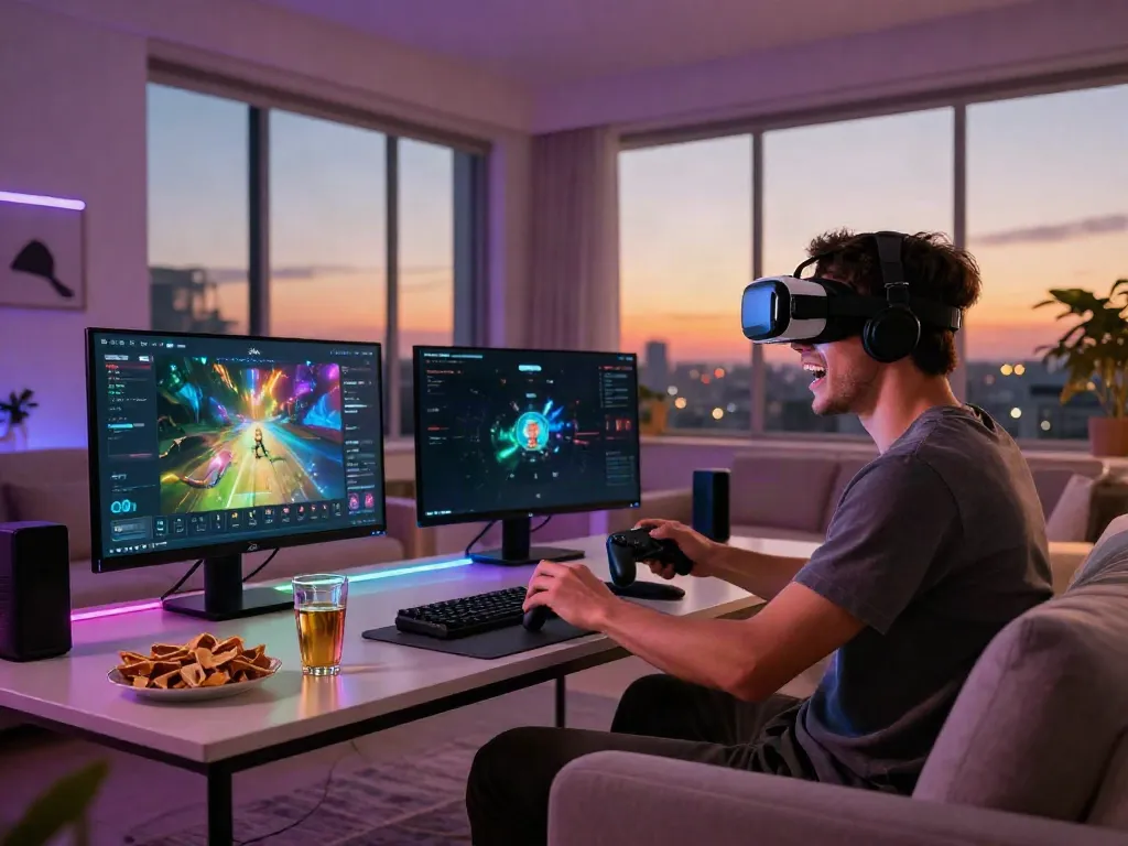 Exciting online gaming experience on rikvip in a modern living room.