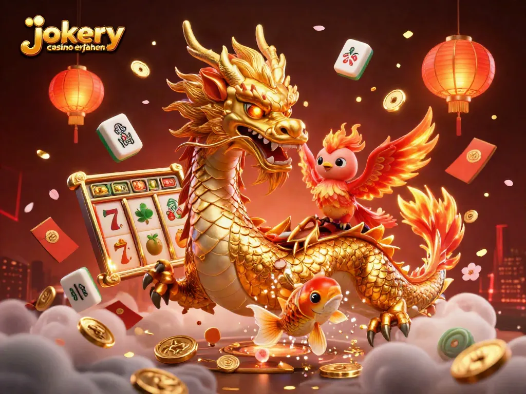 Engage in jokery casino erfahrungen with thrilling 3D visuals of majestic dragons and vibrant slot elements.